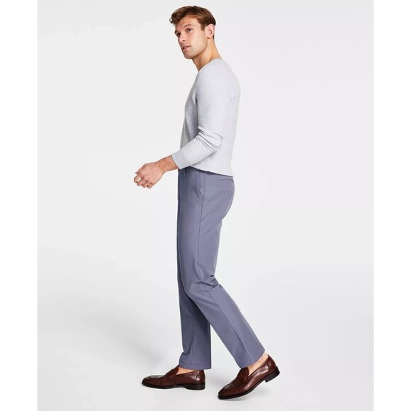 Michael Kors Men's Pattern Classic Fit Cotton Performance Pants, Ash Blue, 34x32 - Picture 1 of 2